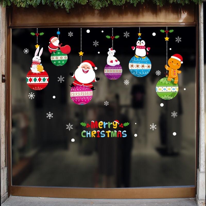 Decal trang trí Noel - Rèm bong bóng nhiều màu