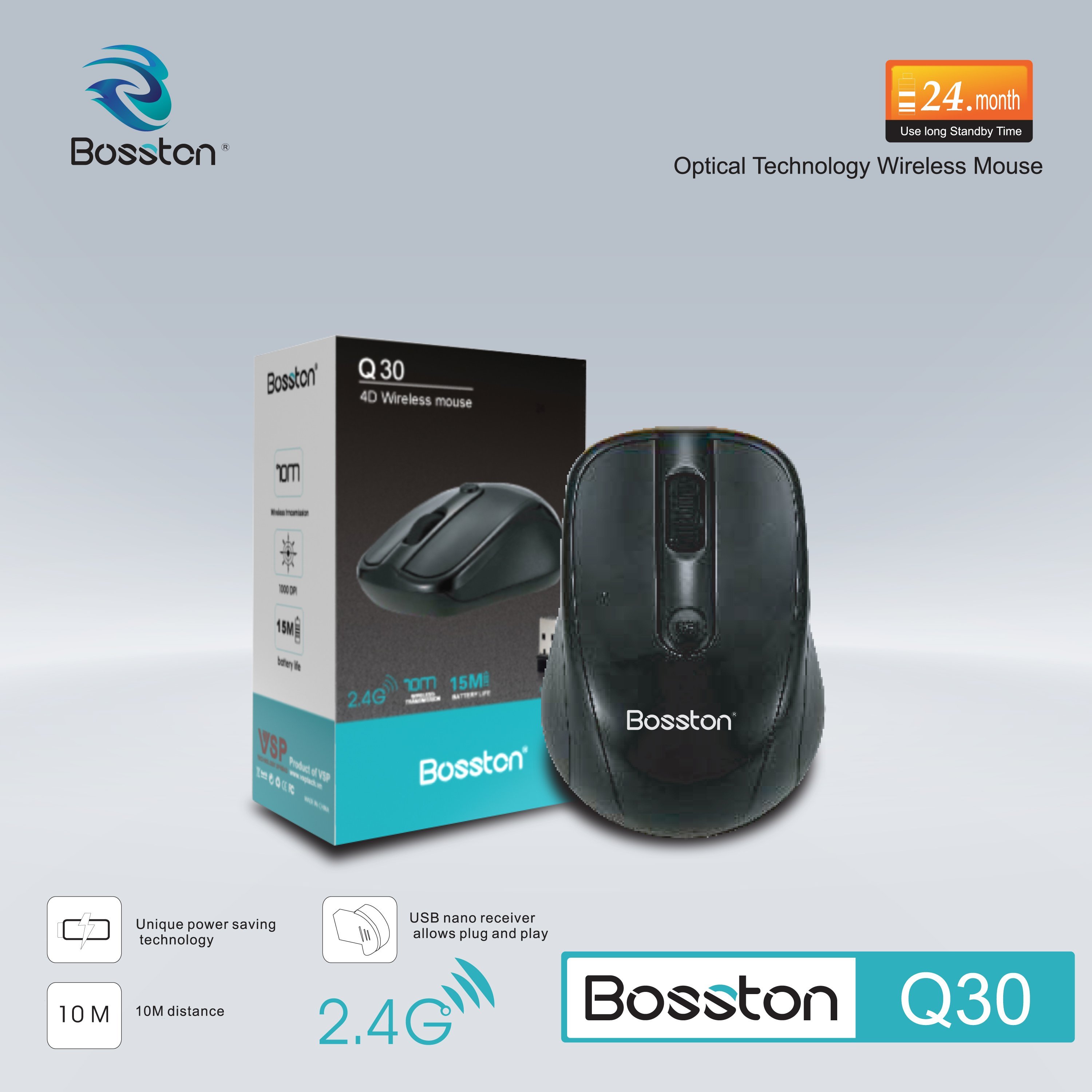 Chuột Không Dây Bosston Q30 - HT - HÀNG CHÍNH HÃNG