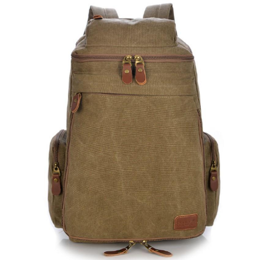 Balo canvas phối da ba lô du lịch phượt dã ngoại, balo sinh viên 205876
