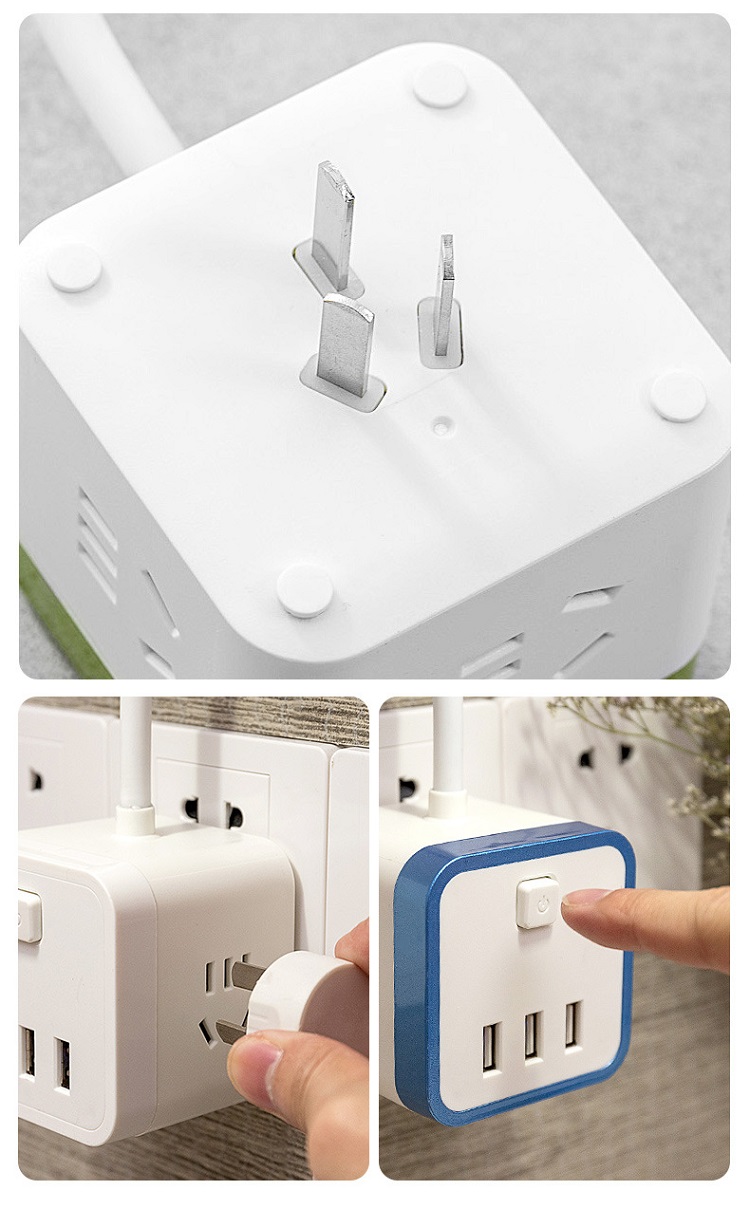 Ổ cắm đa năng hình khối Rubik Tích Hợp Đèn Ngủ Và Ổ Cắm USB