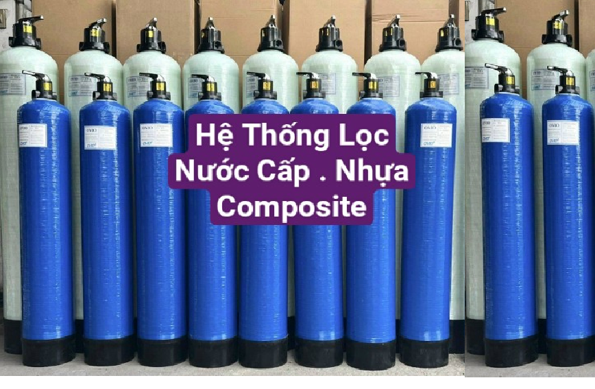 Vỏ Cột Lọc Nước Nhựa Composite Màu Xanh Dương : Phi 220mm, Phi 250mmv- Đã Bao Gồm Van 3 Ngã