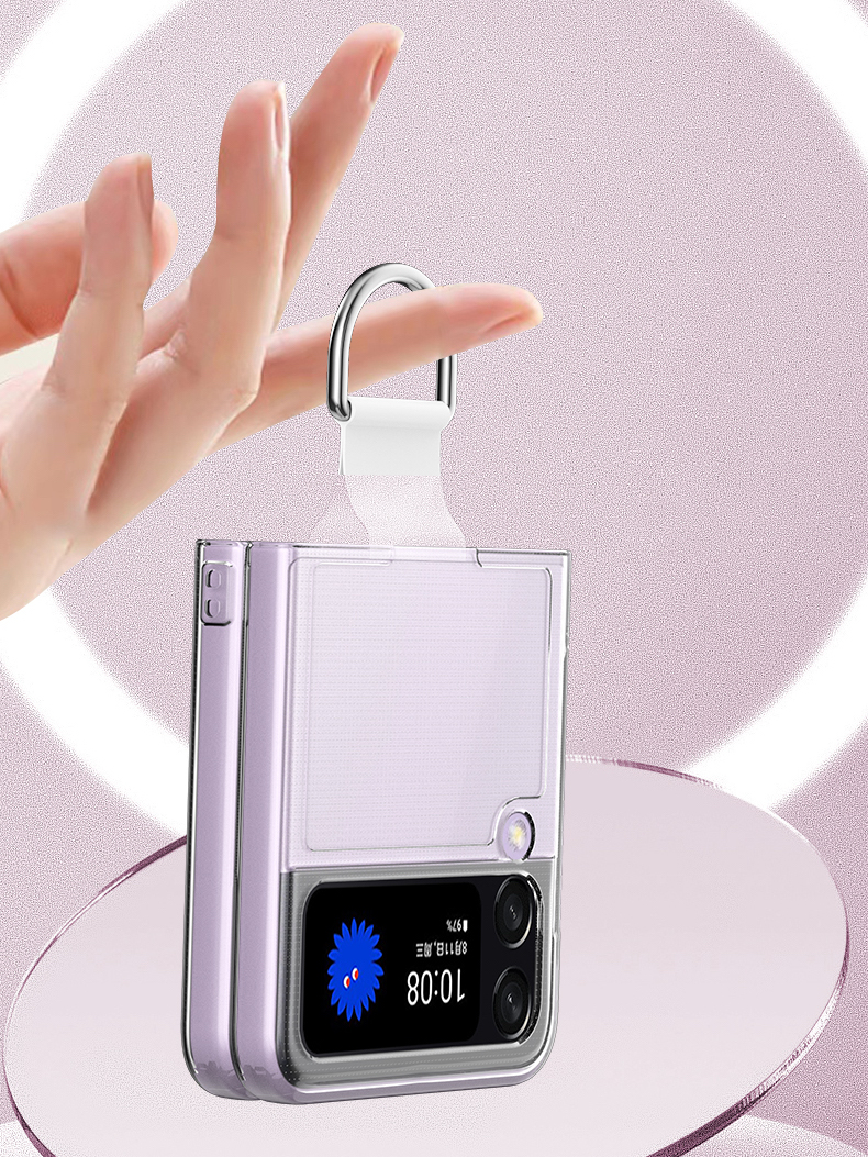 Ốp lưng cứng trong suốt có móc cho Samsung Galaxy Z Flip 4 - Hàng nhập khẩu