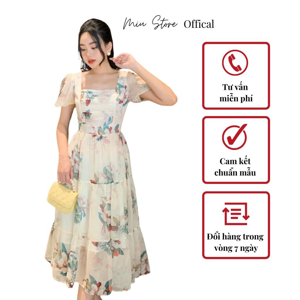 Đầm voan xòe ly ngực cổ vuông D00200