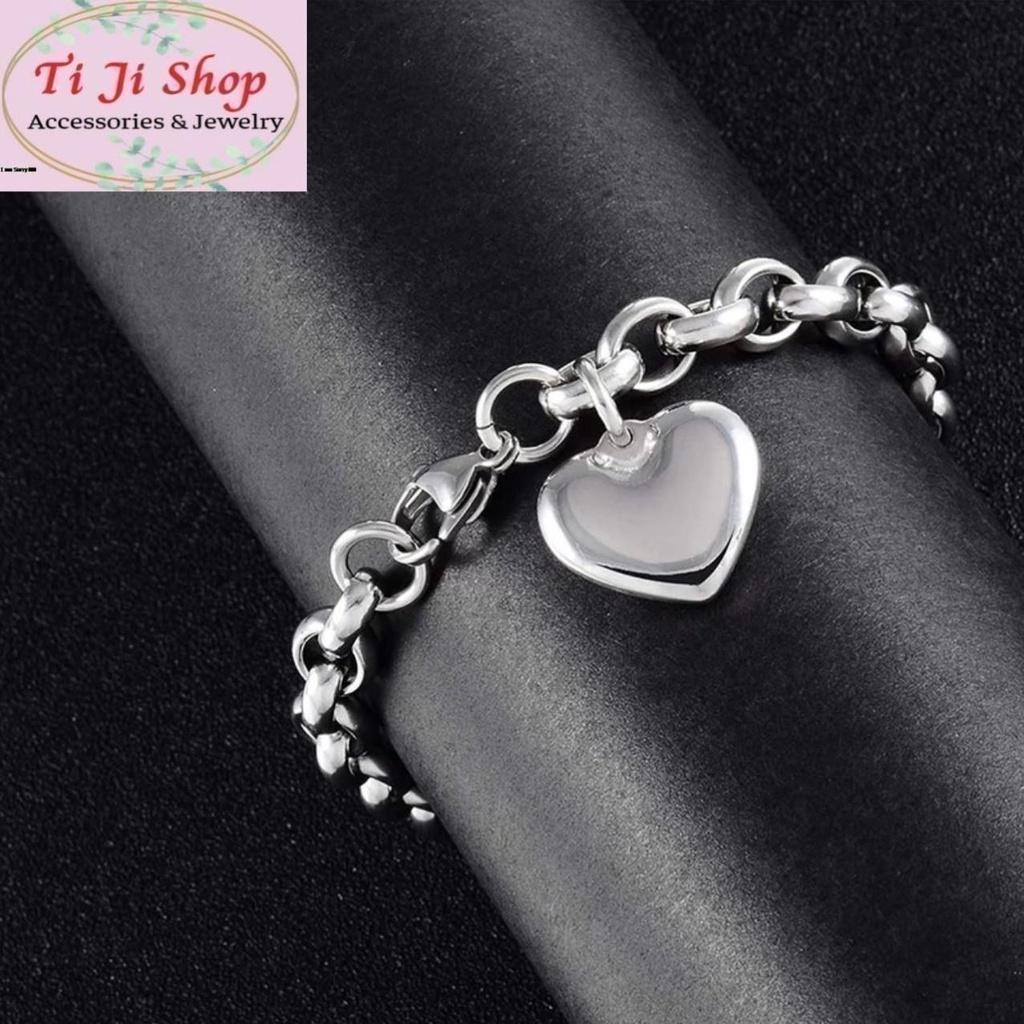 LẮC TAY NỮ INOX GẮN CHARM TRÁI TIM INOX KHÔNG ĐEN KHÔNG GỈ SÉT
