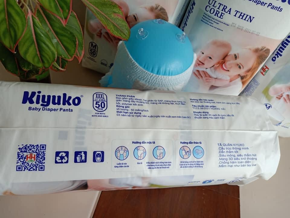 Tã bỉm quần cao cấp cho bé Kiyuko size M (6-11kg) 50 miếng siêu mềm siêu mỏng siêu lành tính