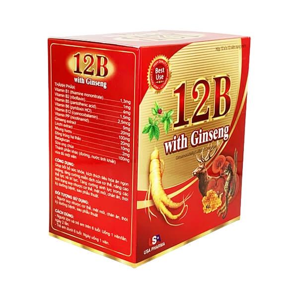 12B GINSENG - KẾT HỢP VITAMIN NHÓM &amp; NHÂN SÂM - TĂNG CƯỜNG SỨC KHOẺ - HỘP 100 VIÊN