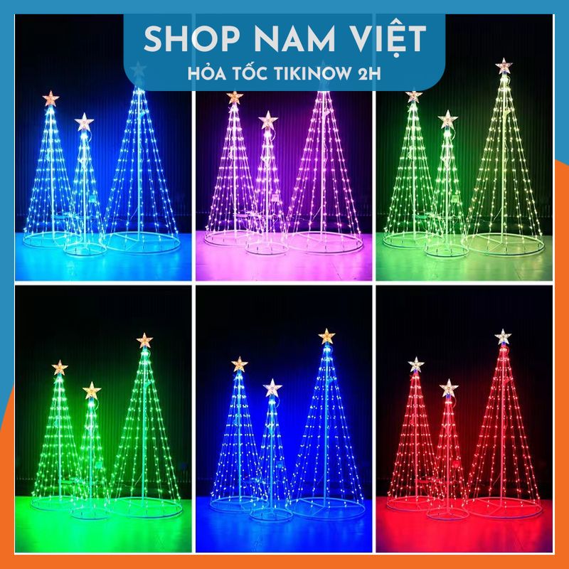 Cây Thông Noel Đèn Led Hình Nón Có Thể Gấp Gọn, Trang Trí Ngoài Trời, Hiệu Ứng Led Thác Nước