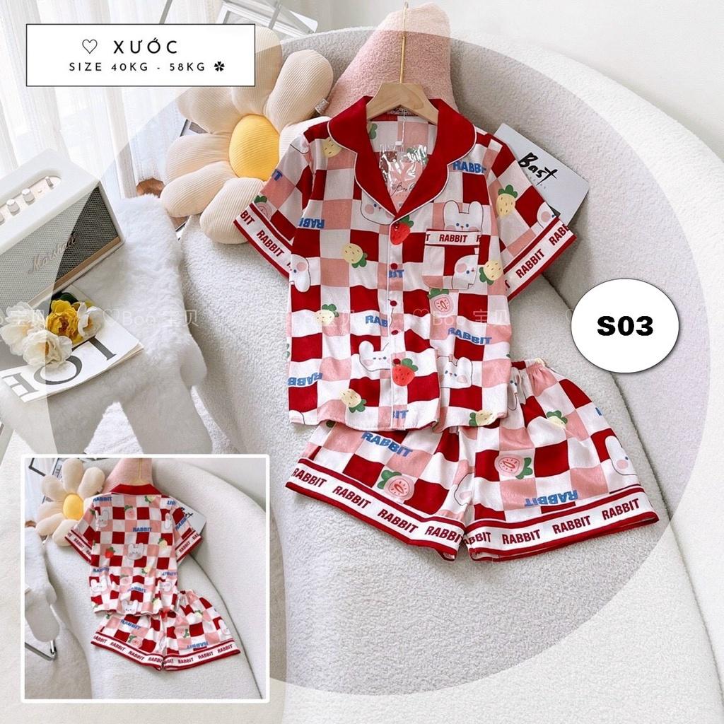 BỘ PYJMA LỤA XƯỚC SHORTS, TAY DÀI, TAY NGẮN.