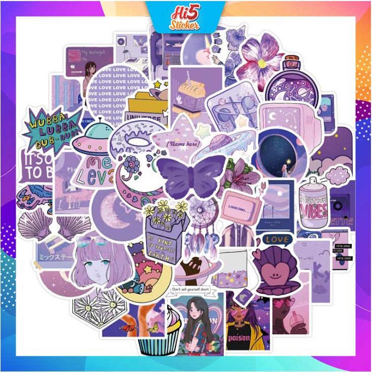 Sticker Hình Dán Trang Trí Hình Vẽ Cô Gái Giá Sắc Tím ms#242