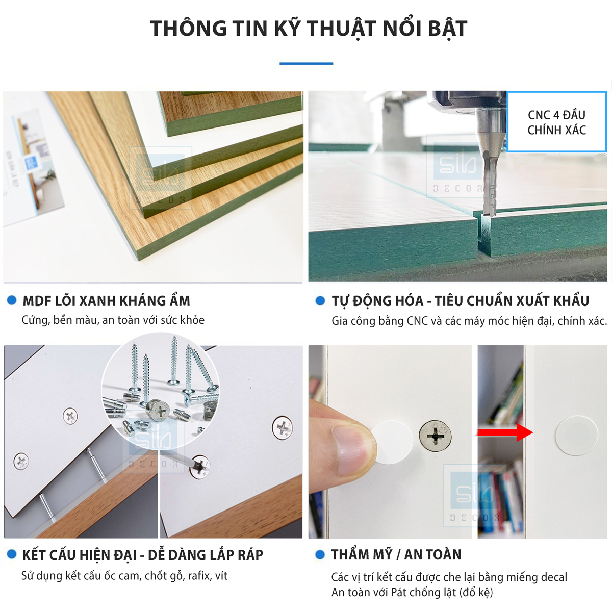 Bàn Học Tập, Làm Việc Kết Hợp Tủ Ngăn Kéo Và Kệ Sách Thương Hiệu SIB Decor Mới