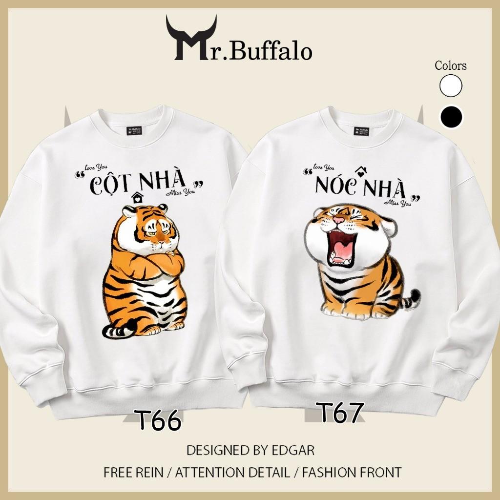 Áo Sweater cặp đôi Hổ (nóc nhà - trụ cột) dễ thương Mr.Buffalo - T67 - Đen