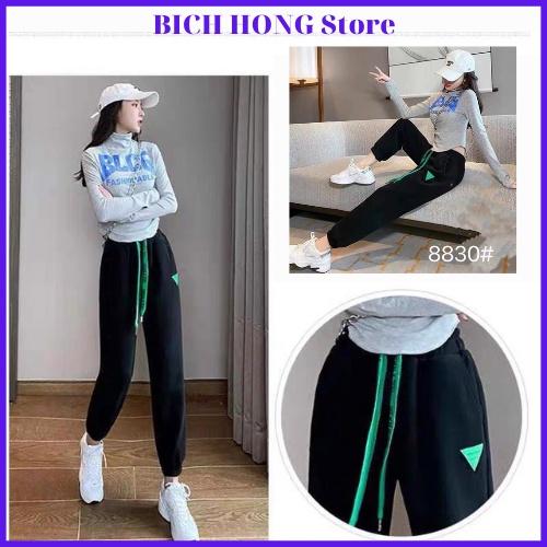 Quần Thun Nữ Jogger Ống Rộng Bo Gấu Chất Thun Da Cá Dày Dặn Không Nhăn Không Xù Co Giãn Tốt