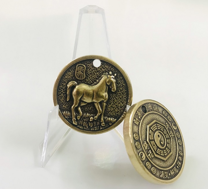 Mặt đồng xu đồng hình con Ngựa, làm móc đeo chìa khóa, mặt dây chuyền, quà tặng người thân, bạn bè ý nghĩa - SP002436