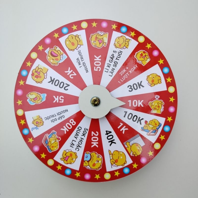 Vòng quay Lucky ( Lì Xì - 16 ô - viền đỏ - Đường kính 25cm x cao 6cm)