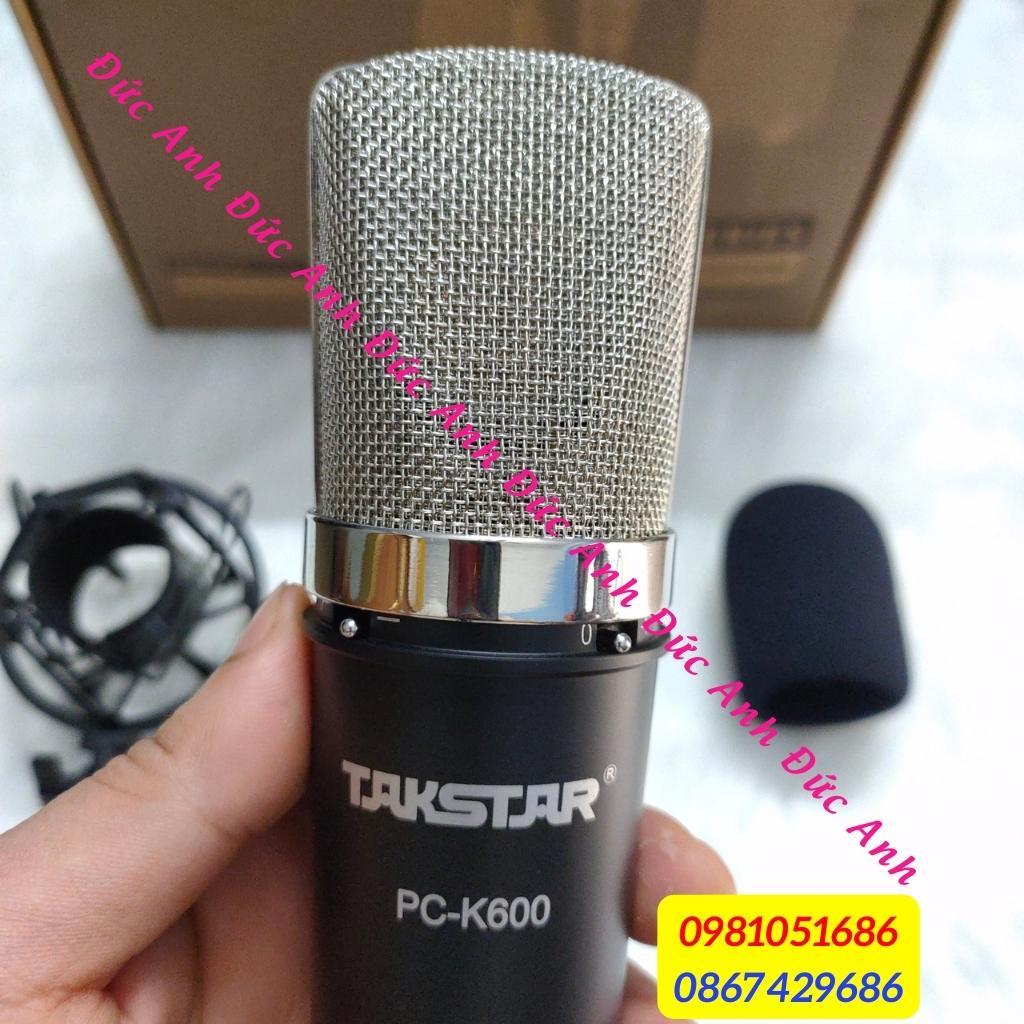 Mic thu âm PC K600, mic livestream K600 màu đen sơn chống rỉ kết hợp sound card mixer