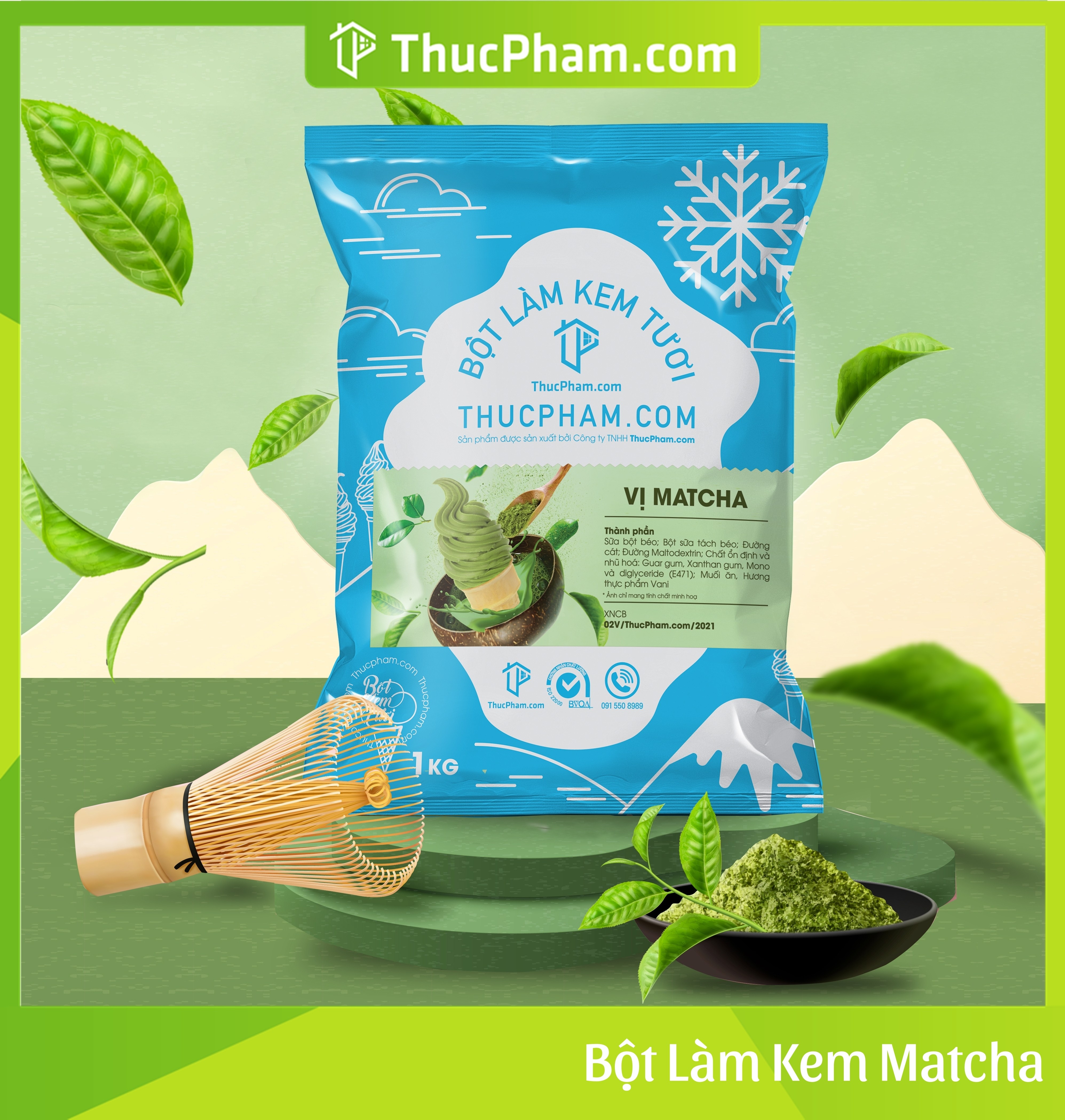 Bột Làm Kem Tươi THUCPHAM.COM Đủ Vị - Túi 1kg - Hương Vị Tự Nhiên, Không Gắt, Không Hắc