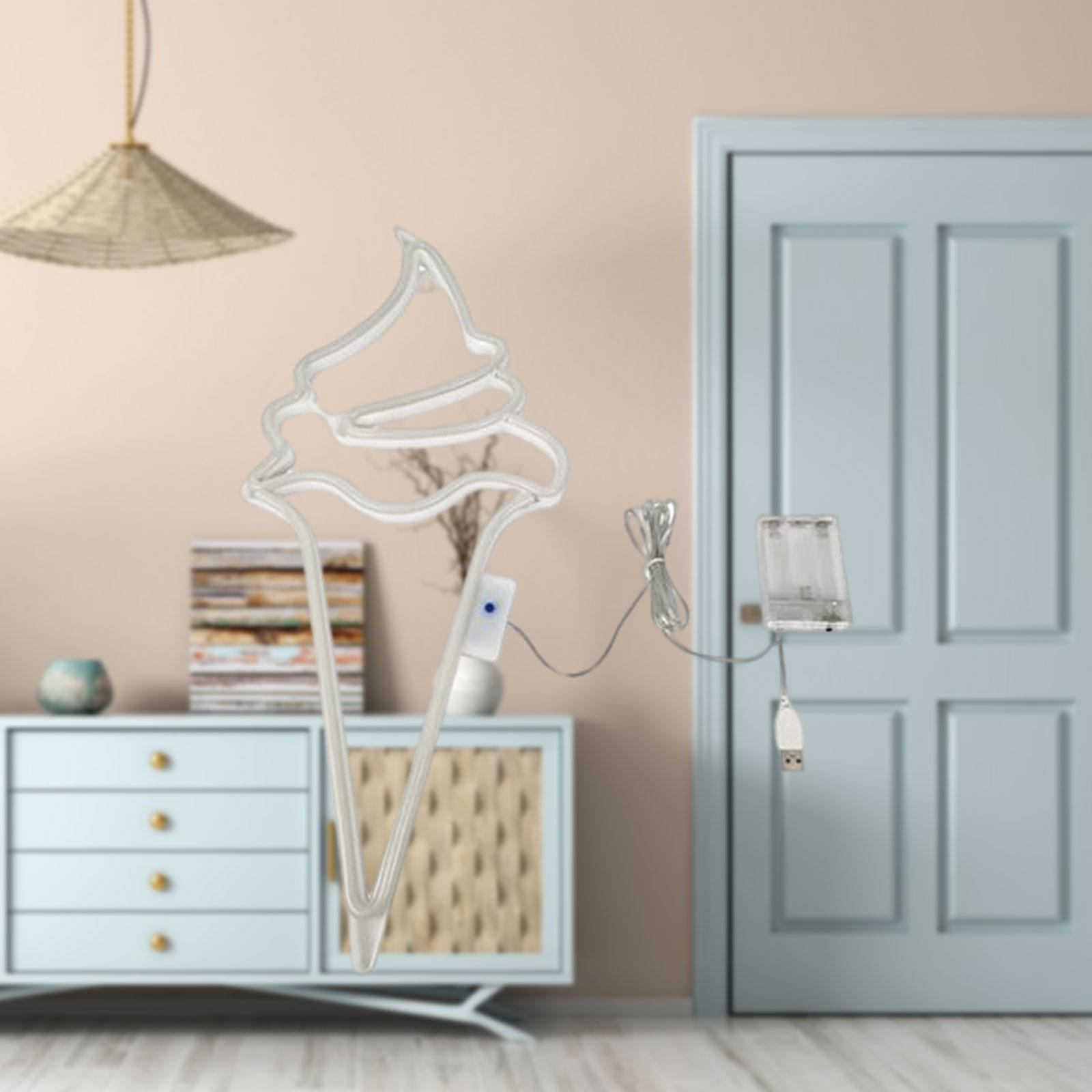 Big Ice Cream LED Neon Sign 8 Light Modes for Kids Living Room Bedroom