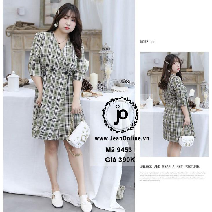 Bigsize Nữ - Đầm Caro Nút