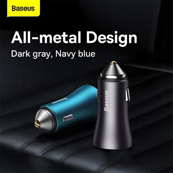 Baseus -BaseusMall VN Tẩu Sạc Ô Tô Baseus Golden Contactor Max Dual Fast Charger Car Charger 60W