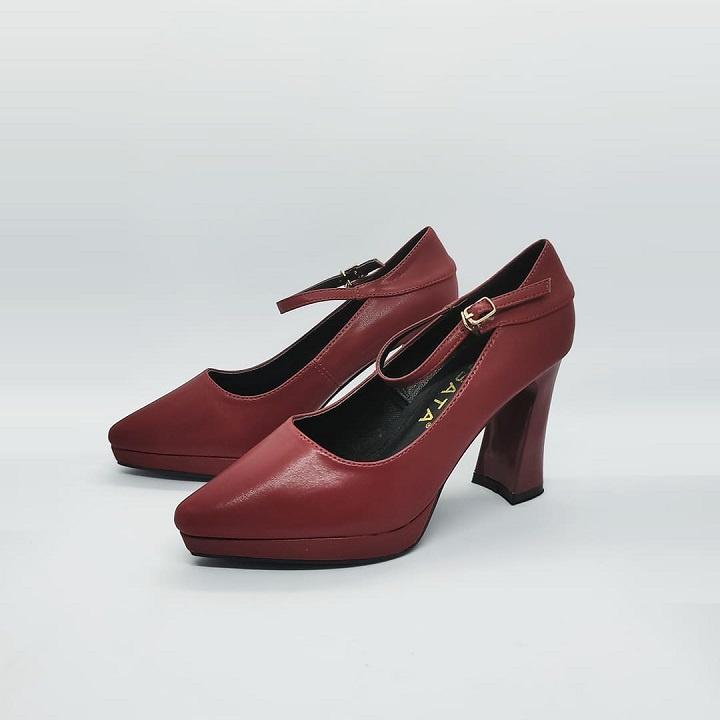 Giày sandal nữ cao gót 7 phân hai màu đen đỏ hàng hiệu rosata ro310