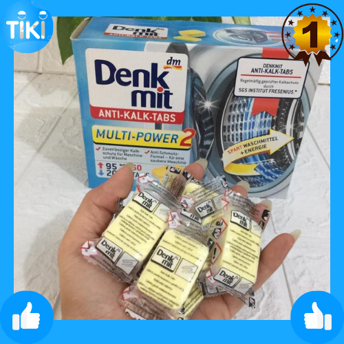 Combo 10 Viên Tẩy, Vệ sinh Lồng Máy Giặt Denkmit Anti Kalk Tabs, sử dụng 1-2/tuần, khử mùi ẩm mốc, thích hợp khi khí hậu nồm ẩm, phơi đồ lâu khô
