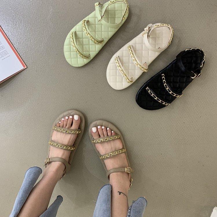 Summer Fashion Round Head Double Belt Versatile Sandals for Women