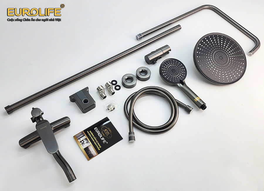 Cây sen nóng lạnh Đồng mạ tĩnh điện màu xám Eurolife EL-SC929 (Xám)