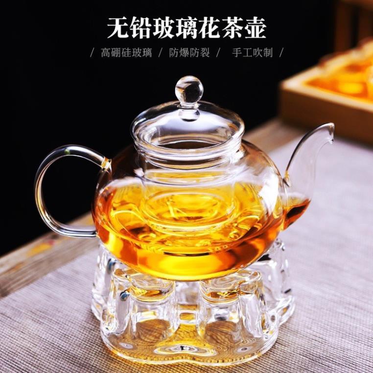 Combo ấm trà lọc 600ml và đế nến tim thuỷ tinh