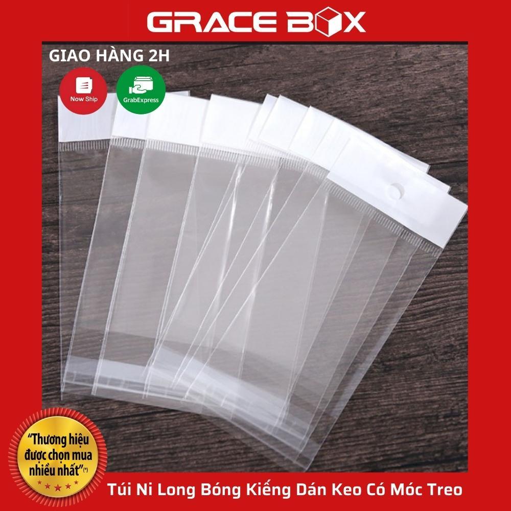 Set 100 Túi Ni Long Bóng Kiếng Dán Keo Có Móc Treo - Size Nhỏ Đựng Phụ Kiện, Trang Sức, Bao Lì Xì - Grace Box