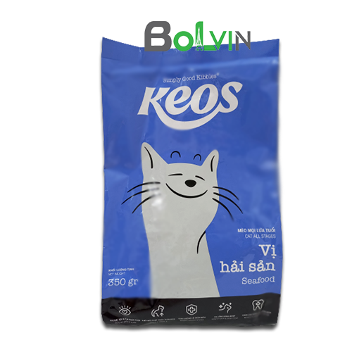 Combo 5 gói 350Gr Thức ăn hạt KEOS vị hải sản dành cho mèo mọi lứa tuổi -KEOS Seafood 350gr