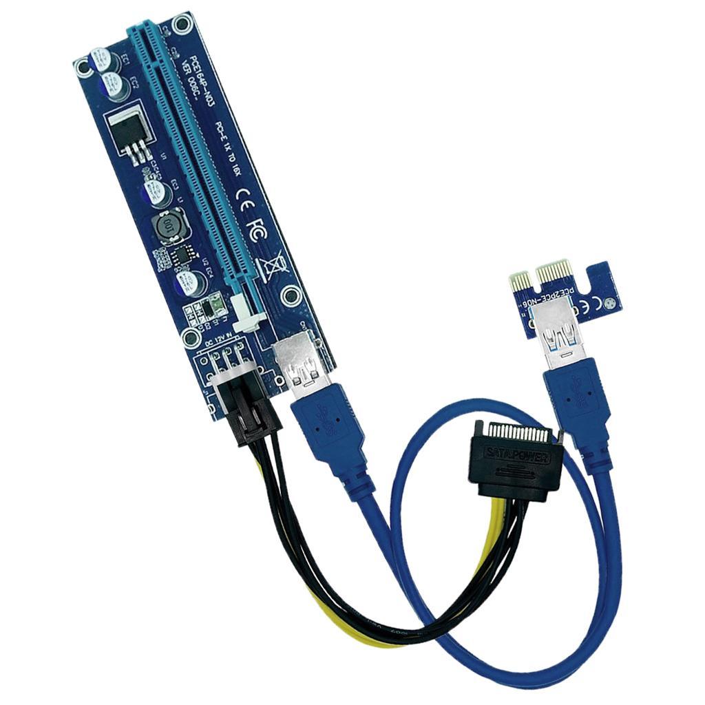 6pcs PCIe Riser Card PCI-E 16x to 1x Powered Riser Adapter Card Set