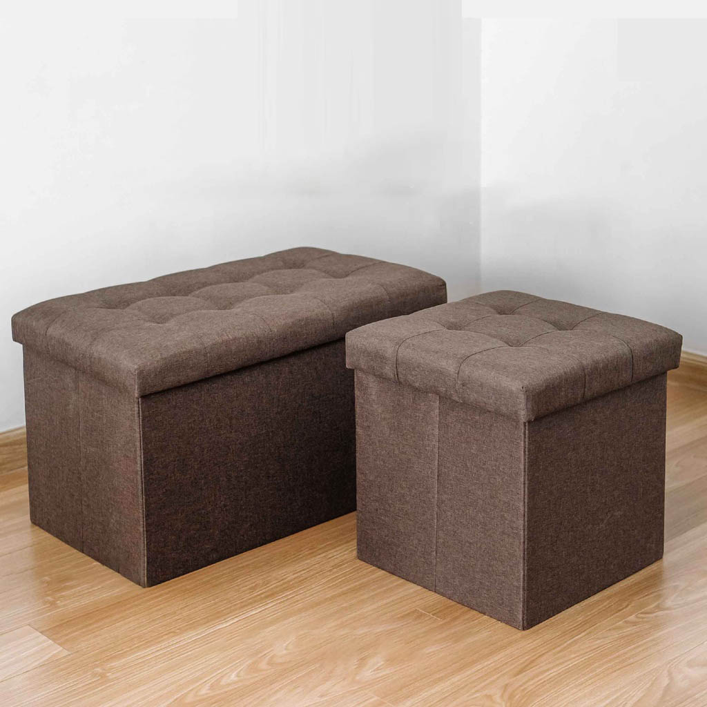 Thùng vải đựng đồ kiêm ghế ngồi khung gỗ nhân tạo bọc vải chắc chắn, tiện lợi ( giao màu ngẫu nhiên)