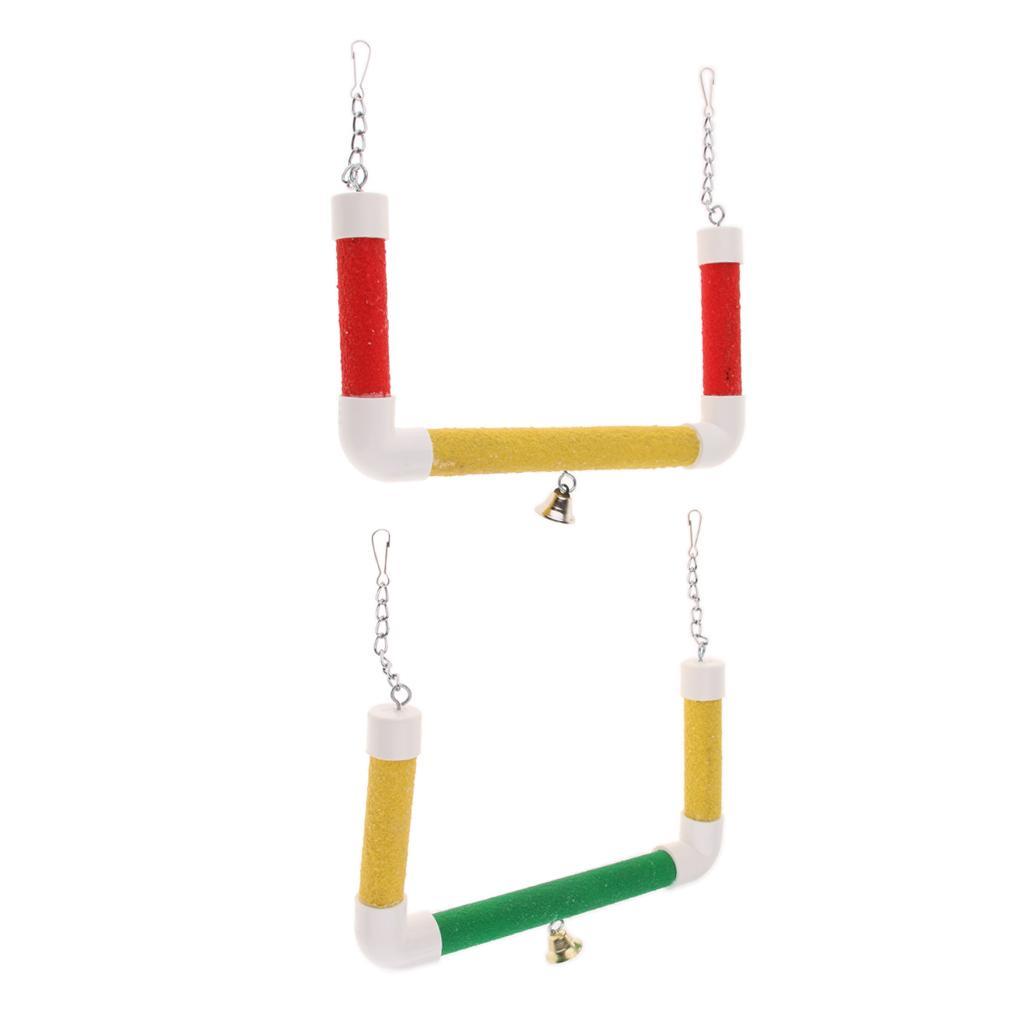 Pet Bird Parrot Cage Hanging Stand Wood Swing