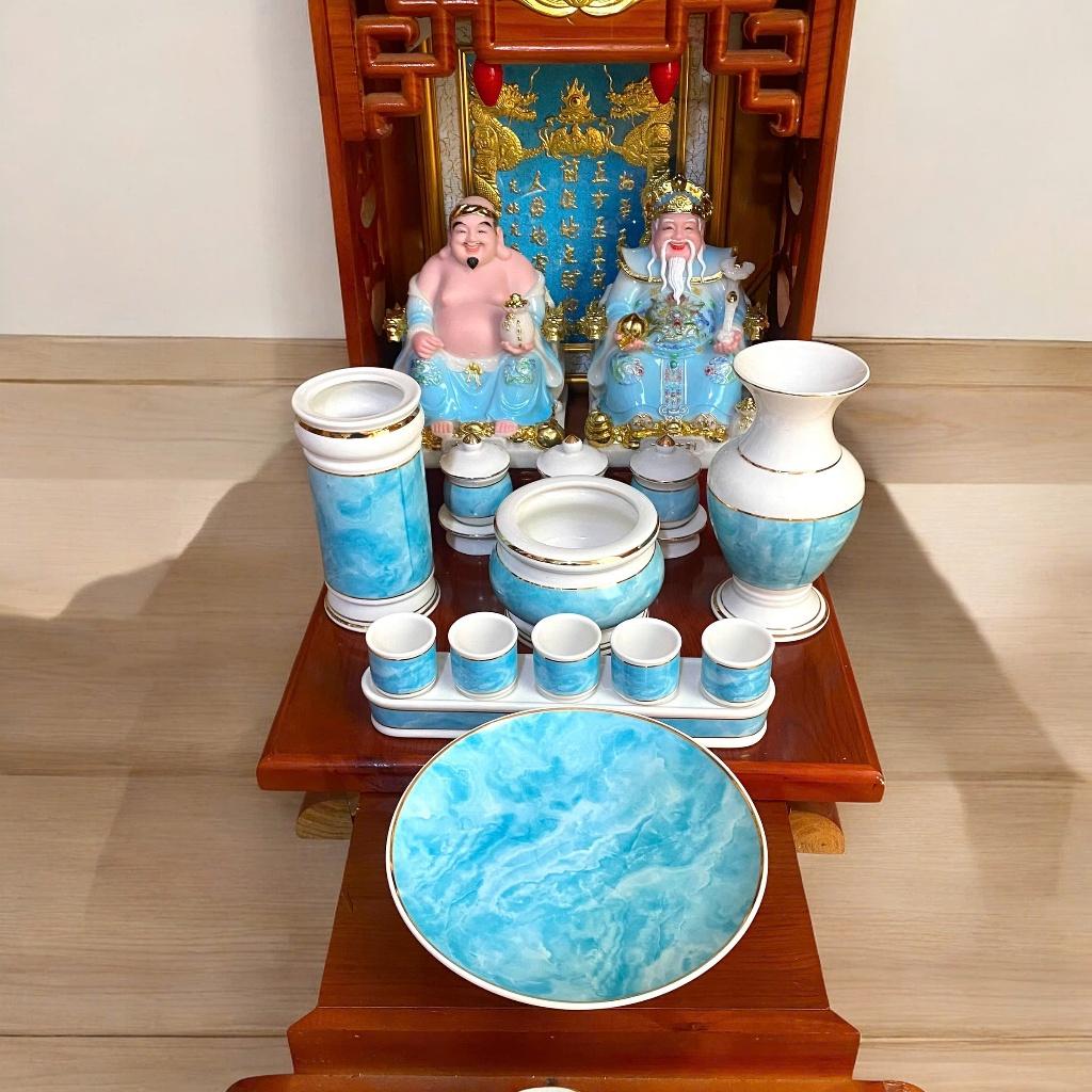 Set ban thờ thần tài tài lộc xanh ngọc RỒNG VIỆT, Bộ thần tài đầy đủ cho gia chủ mệnh mộc, thuỷ