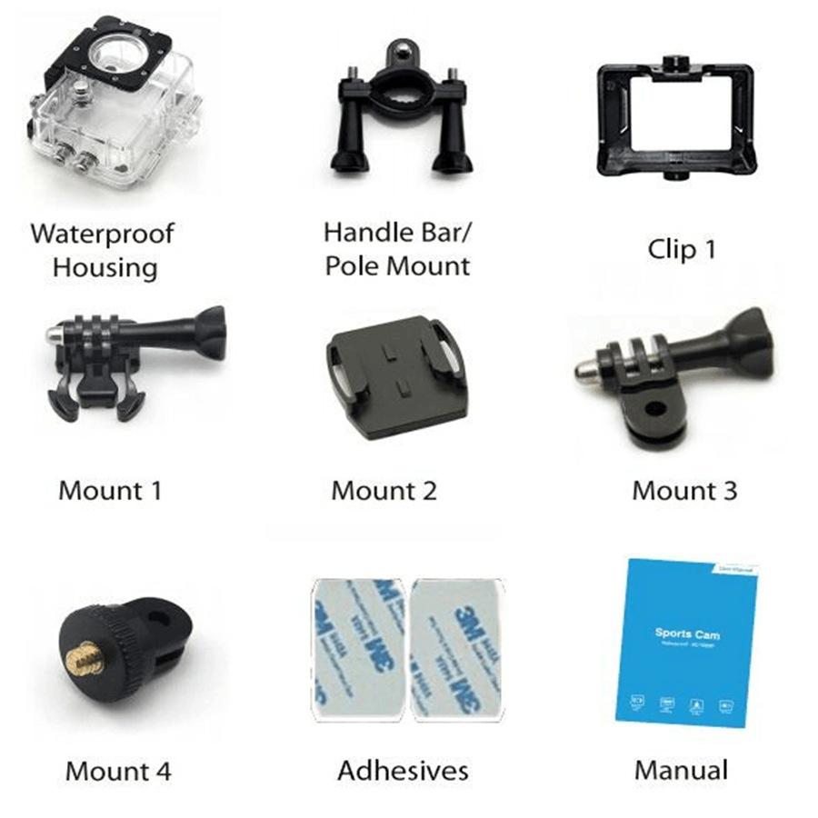 WiFi 4K/30fps Máy ảnh thể thao 30m chuyển động không thấm máy quay máy quay máy quay xe máy góc xe máy rộng 140 °