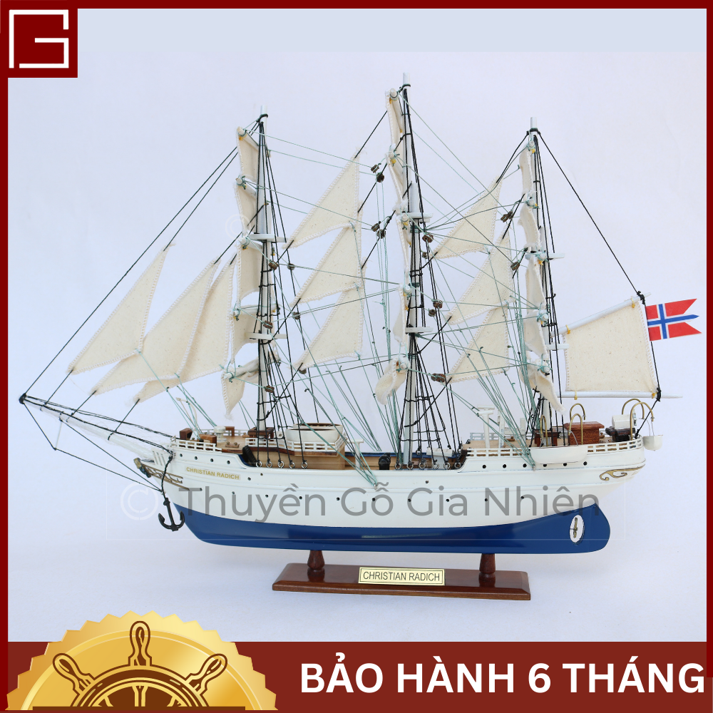 Mô Hình Thuyền Gỗ Trang Trí Phong Thủy Dạng Thuyền Cổ CHRISTIAN RADICH Chính Hãng, Hàng Xuất Khẩu Chất Lượng Cao