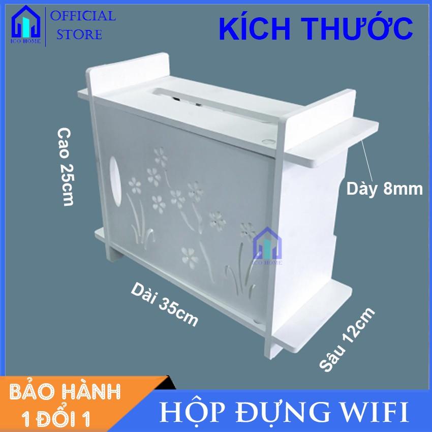 Hộp đựng wifi treo tường KHÔNG CẦN KHOAN hình hoa mai kiểu mới nhỏ gọn giá rẻ - ICO HOME