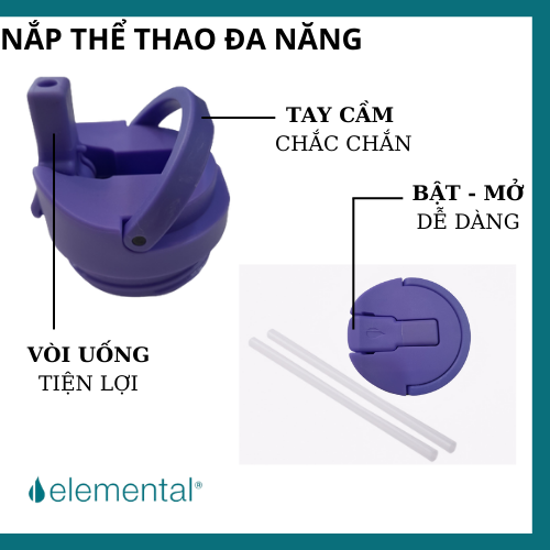 [Hàng chính hãng_Thương hiệu Mỹ] Bình giữ nhiệt elemental Iconic Pop màu cầu vòng 414ml, inox 304, giữ nhiệt vượt trội, FDA Hoa Kì, An toàn sức khỏe