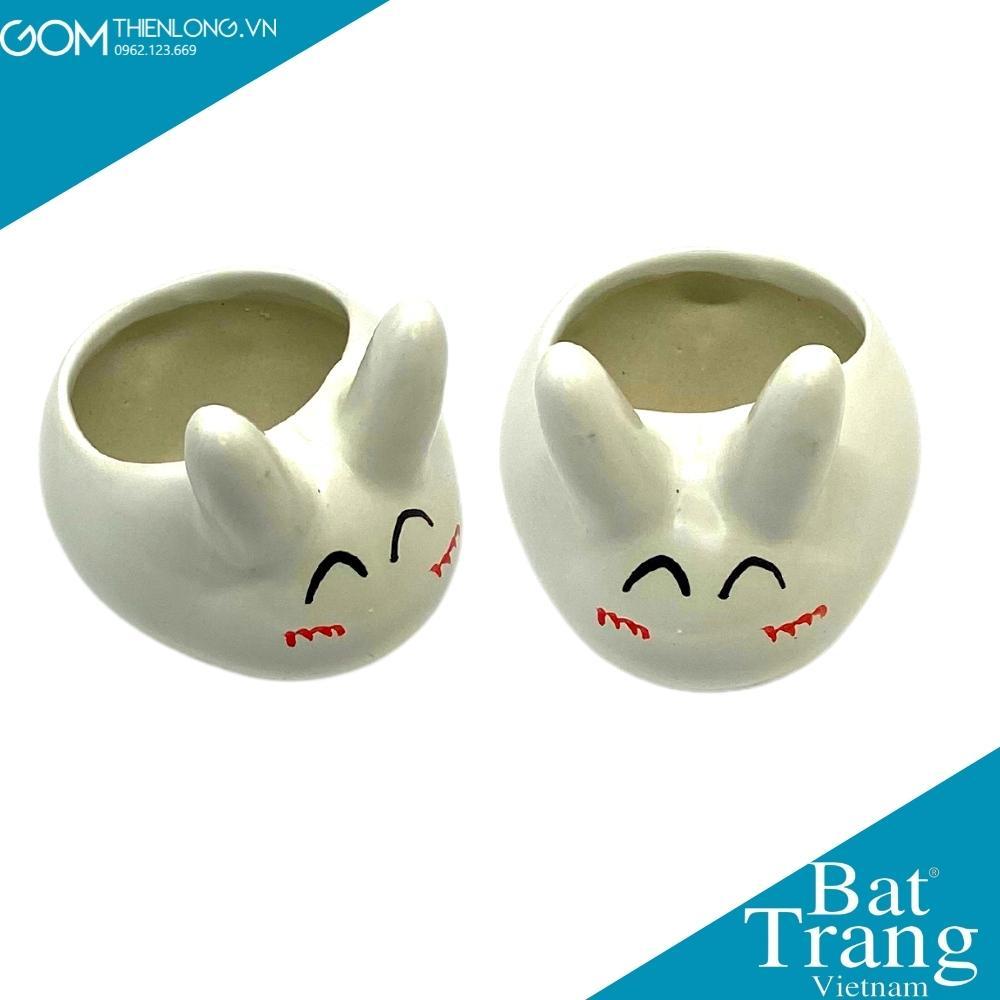 Chậu Trồng Cây Mini - Chậu Sứ Mini Tai Thỏ 5 Màu - Gốm Thiên Long