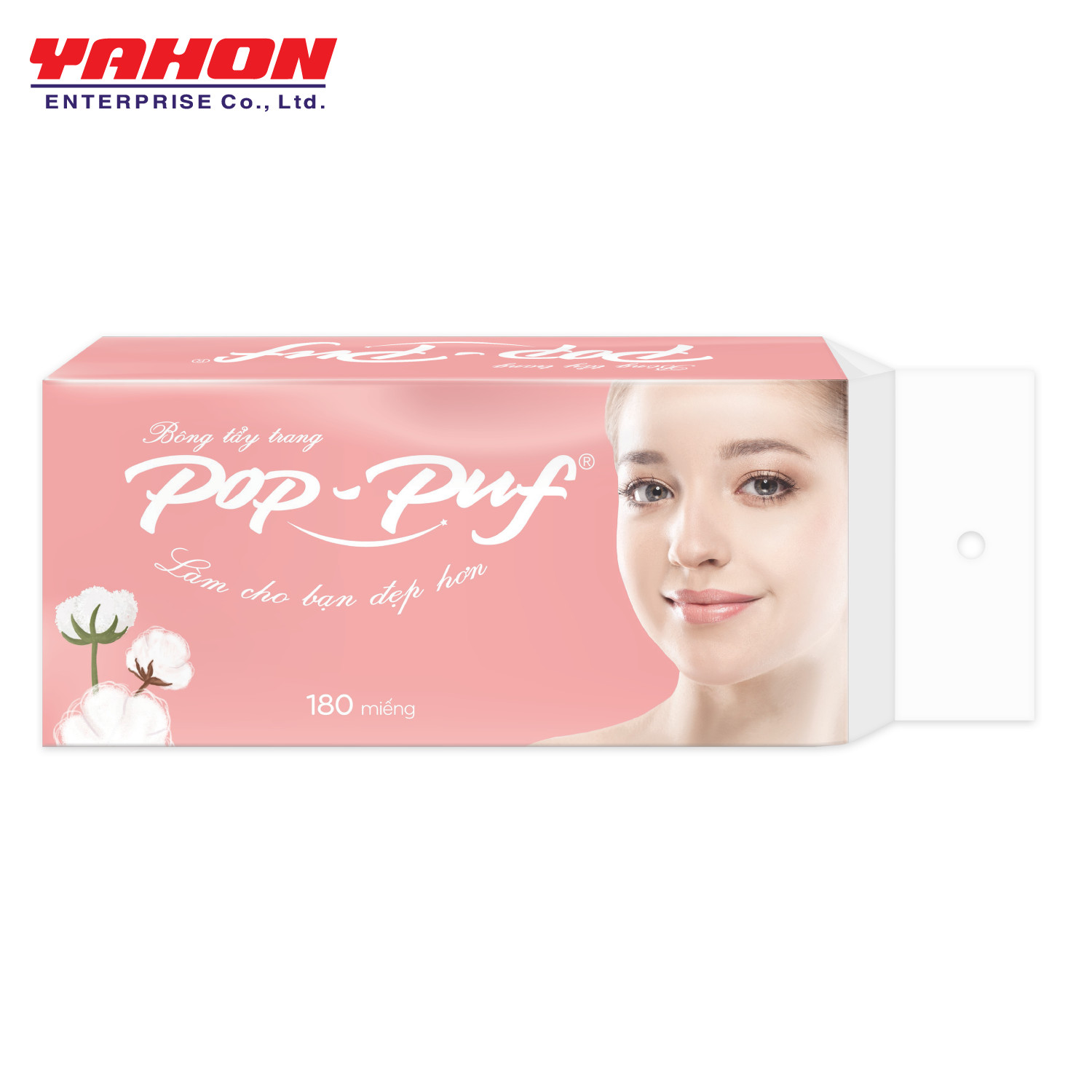 COMBO 5 BAO BÔNG TẨY TRANG ÉP BIÊN POP-PUF 180 MIẾNG (LÀM TỪ 100% BÔNG COTTON)