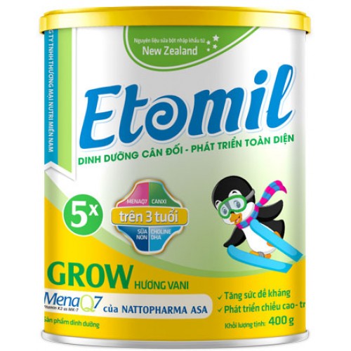 Sữa Etomil 5X Grow hộp 700g - Giúp bé tăng cường phát triển chiều cao (Sữa công thúc cho trẻ em từ 3 tuổi trở lên)