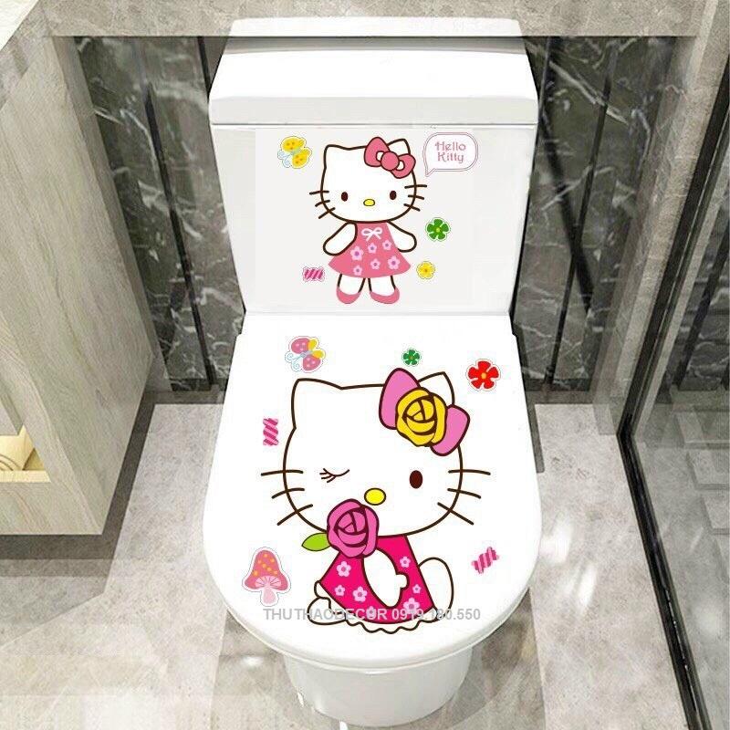 Decal dán trang trí Toilet HELLO KITTY - Trang trí nhà cửa