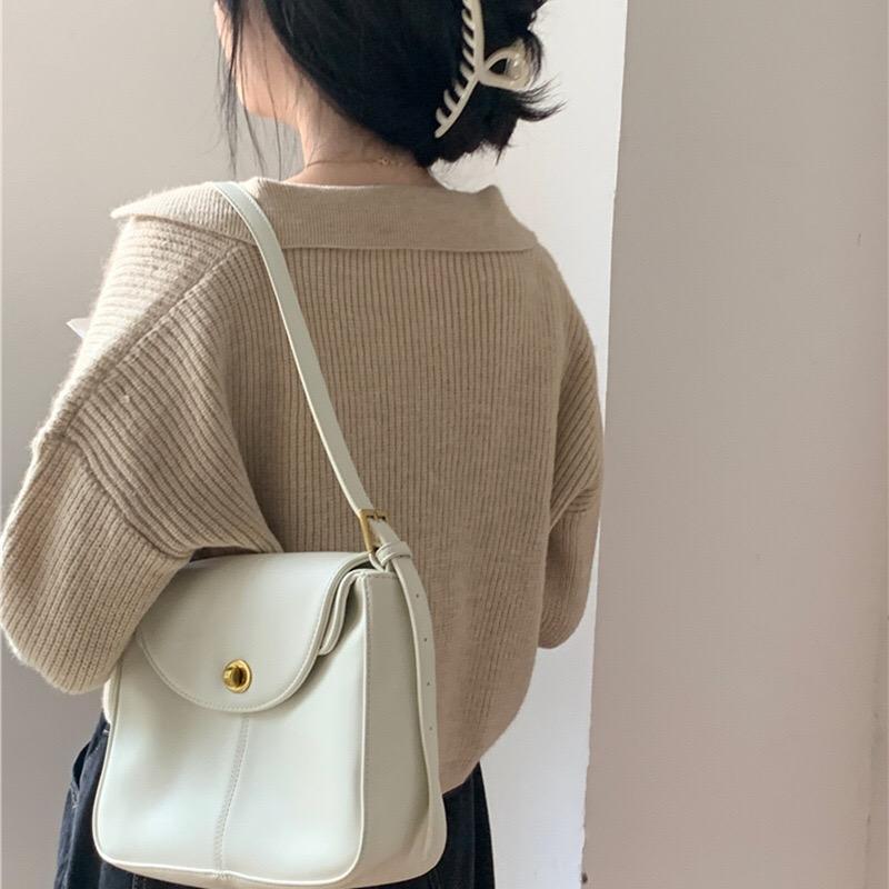 MS807 Áo len nữ dệt kim sợ to túi ngực cổ bẻ croptop
