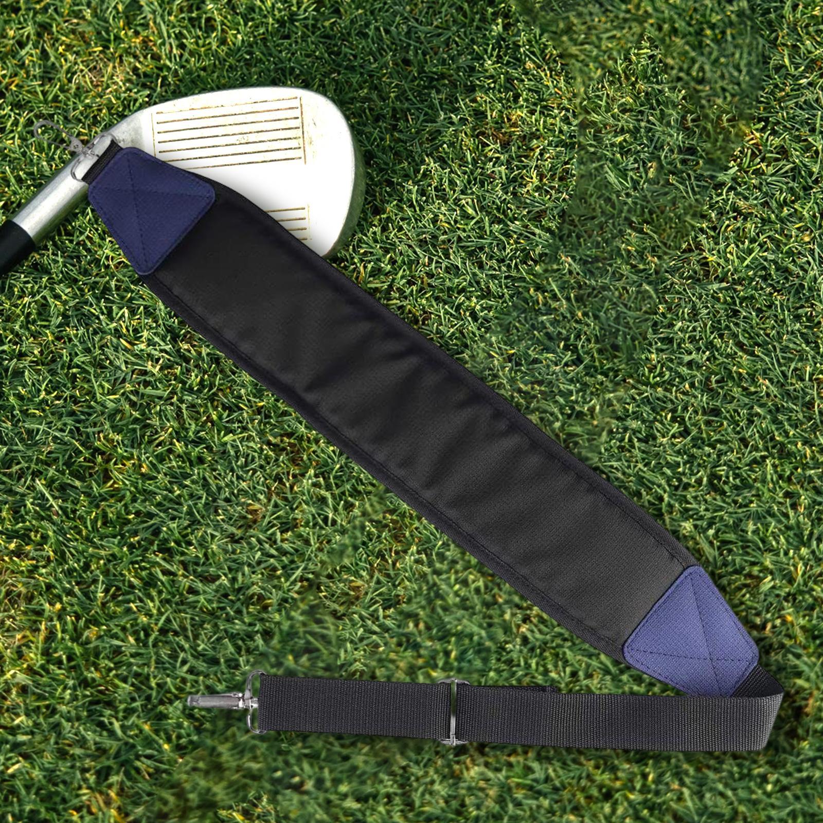Golf Bag Strap Single Padded Nylon Adjustable Shoulder Strap 2 Clips Black
