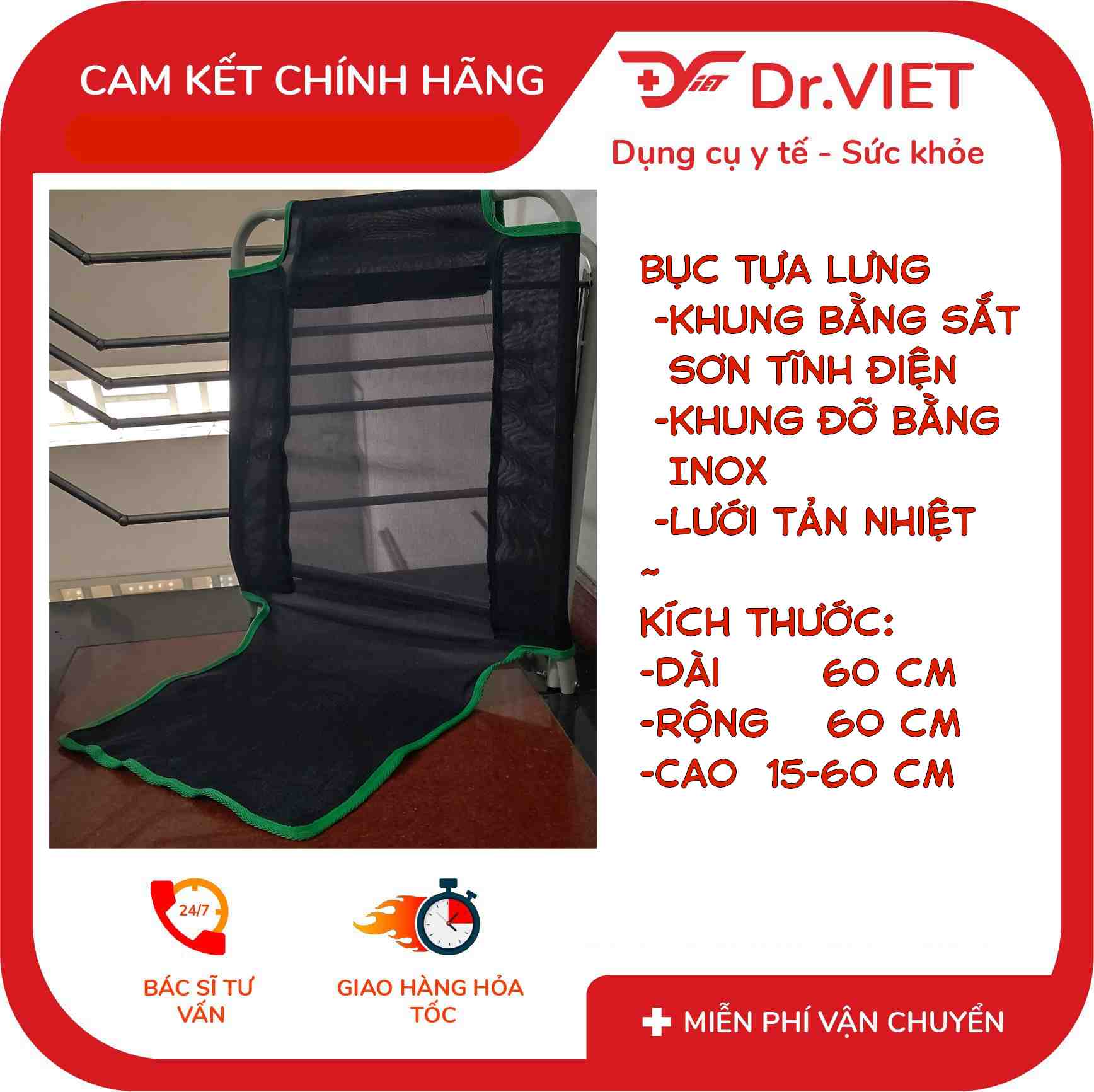 Bục tựa lưng hỗ trợ người cao tuổi, người bệnh, khuyết tật ngồi tựa lưng hỗ trợ ăn uống sinh hoạt tại giường