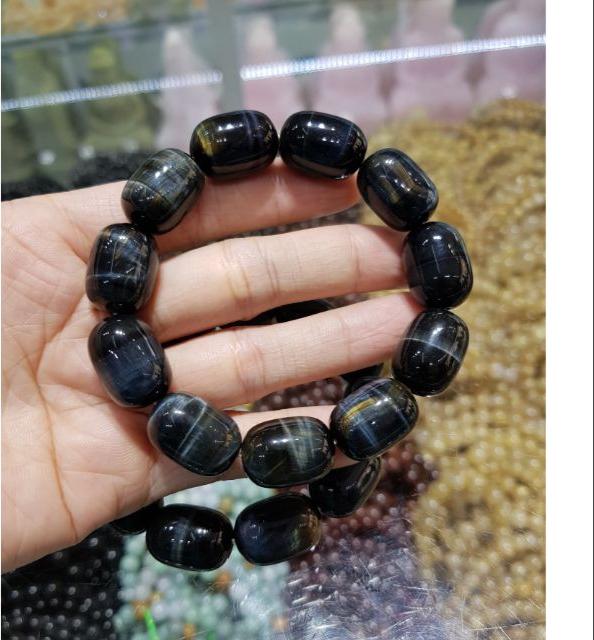 Vòng tay đá mắt chim ưng xanh 14 ly hợp mệnh thủy - mộc
