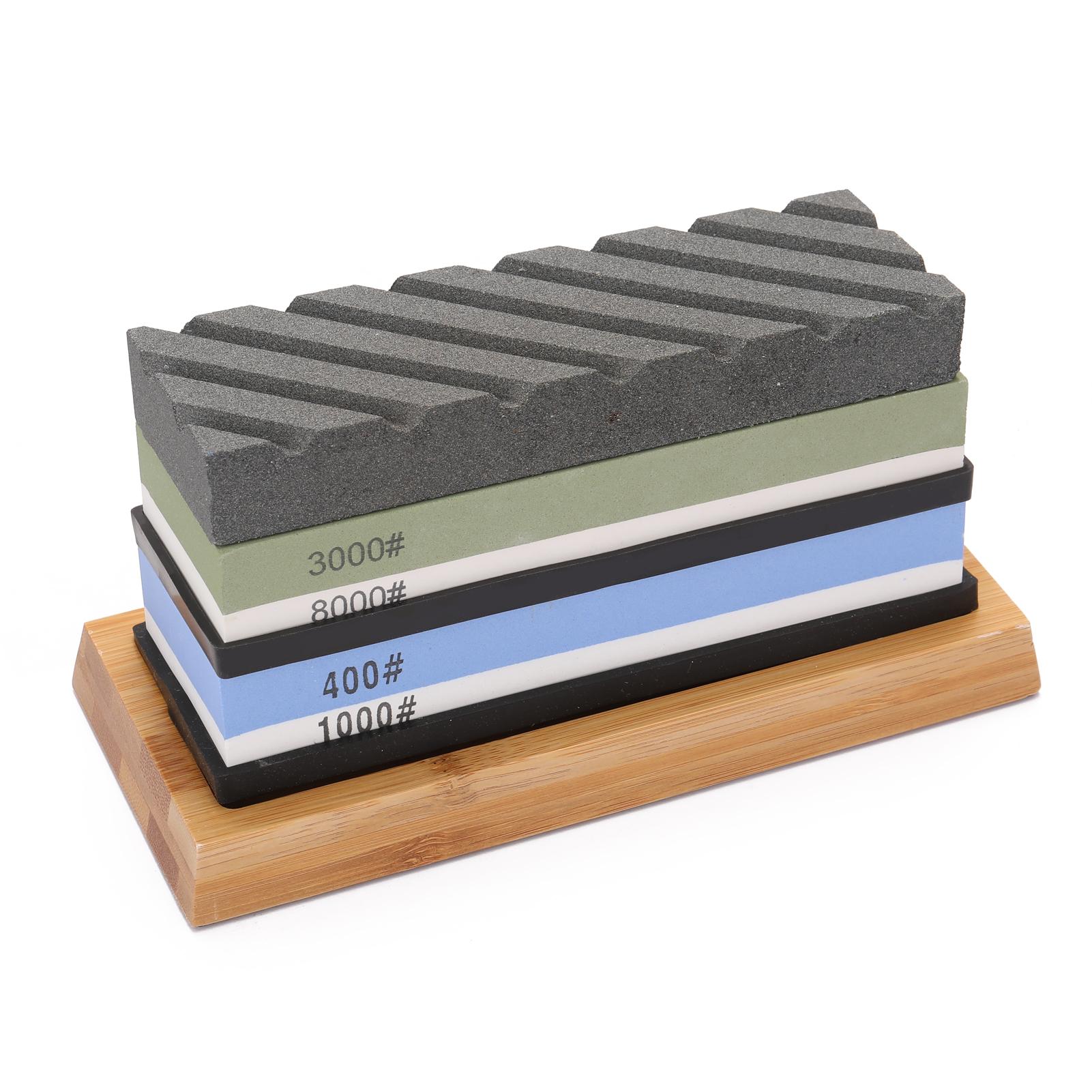 400#/1000# 3000#/8000# Premium Whetstone Cut Sharpening Stone Set Sharpener for All Blade Non Slip Base Cutter Sharpener