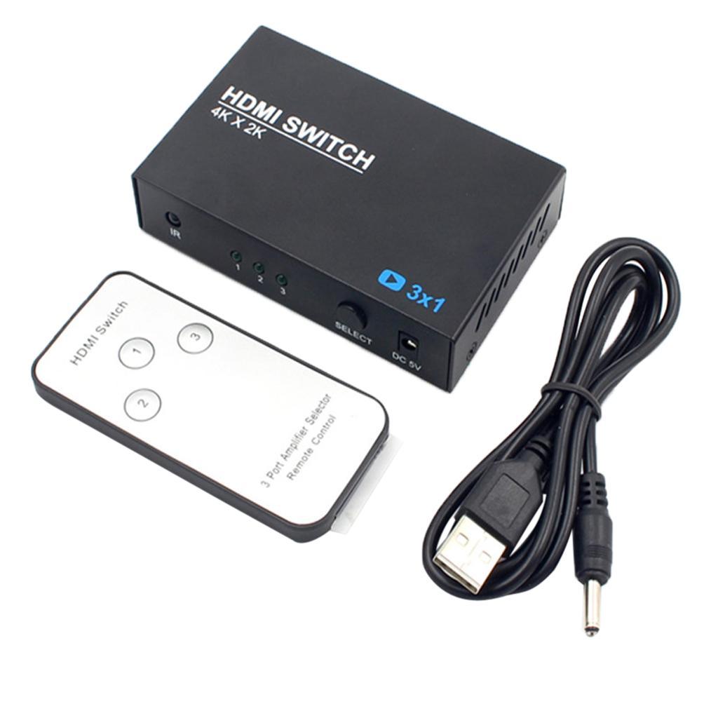 4Kx2K 3x1 HDMI Switch HUB Splitter Converter Switcher with Remote Control