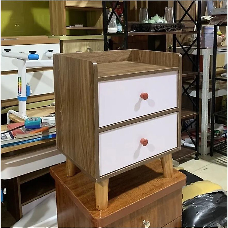 Tab Đầu Giường 2 Ngăn Kéo Phong Cách Bắc Âu Cao Cấp Trang Trí Phòng Ngủ Tủ Đầu Giường Gỗ MDF