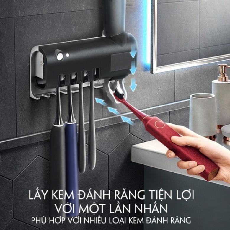 Giá treo bàn chải kết hợp bộ nhả kem đánh răng được trang bị khử khuẩn bằng tia UV